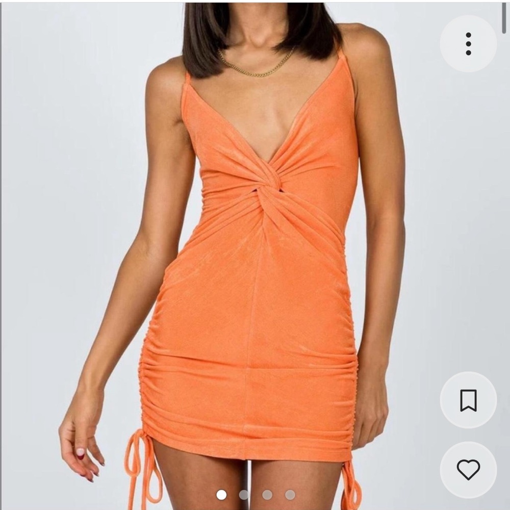 Princess polly orange tie side mini dress